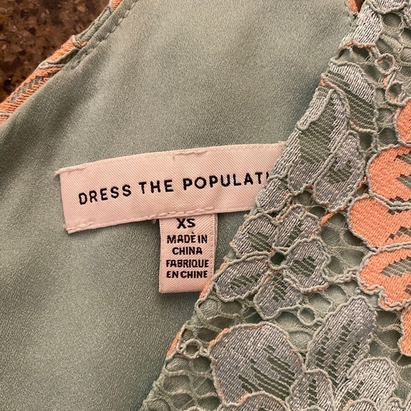 Dress the Population Aurora Lace Midi Dress Green Wedding Guest XS Cocktail - Picture 5 of 6